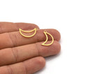 Brass Moon Charm, 50 Raw Brass Crescent Moon Charms With 1 Loop (21x8x0.60mm) A4873