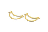 Brass Moon Charm, 24 Raw Brass Crescent Moon Connectors With 2 Loops, Necklace Findings (23x8x0.60mm) A4878