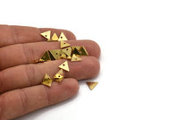Brass Triangle Charm, 50 Raw Brass Tiny Triangle Charms With 1 Hole (7.5x8.5x0.80mm) A4828