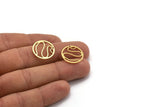 Brass Round Charm, 24 Raw Brass Round Shape Charms With 1 Hole, Charm Pendants (18x0.80mm) A4941