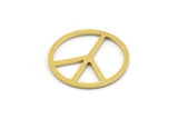 Brass Round Charm, 24 Raw Brass Peace Symbols Charms, Charm Pendants (18x0.80mm) A4942