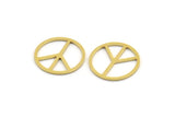 Brass Round Charm, 24 Raw Brass Peace Symbols Charms, Charm Pendants (18x0.80mm) A4942
