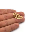 Brass Leaf Charm, 12 Raw Brass Rainbow Patterned Leaf Charms With 1 Loop, Charm Pendants (16x28x0.60mm) A4946