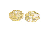 Brass Leaf Charm, 8 Raw Brass Rainbow Patterned Leaf Charms With 1 Loop, Charm Pendants (29x28x0.60mm) A4945
