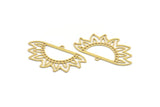 Brass Sun Charm, 8 Raw Brass Sun Charms With 1 Loop, Findings (40x22x0.60mm) A4944