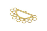 Brass Semi Circle Charm, 6 Raw Brass Semi Circle And Circles Shaped Charms With 1 Loop (29x50x0.60mm) A4906