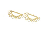 Brass Semi Circle Charm, 6 Raw Brass Semi Circle And Circles Shaped Charms With 1 Loop (29x50x0.60mm) A4906