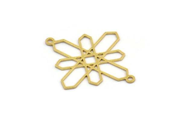 Pirinç Etnik Charm, 2 Döngülü 24 Ham Pirinç Etnik Motifli Charm, Küpe Charm'ları, Bağlantı Parçaları (32x22x0,60 mm) A4856