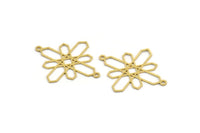 Pirinç Etnik Charm, 2 Döngülü 24 Ham Pirinç Etnik Motifli Charm, Küpe Charm'ları, Bağlantı Parçaları (32x22x0,60 mm) A4856