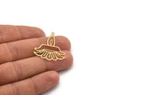 Brass Flower Charm, 12 Raw Brass Flower Charms With 1 Loop, Earring Findings (33x28x0.60mm) A4948