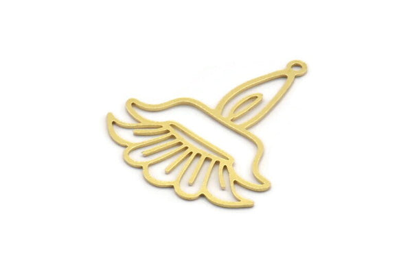 Brass Flower Charm, 12 Raw Brass Flower Charms With 1 Loop, Earring Findings (33x28x0.60mm) A4948