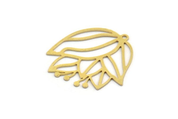 Brass Flower Charm, 10 Raw Brass Flower Charms With 1 Loop, Earring Findings (29x29x0.60mm) A4947