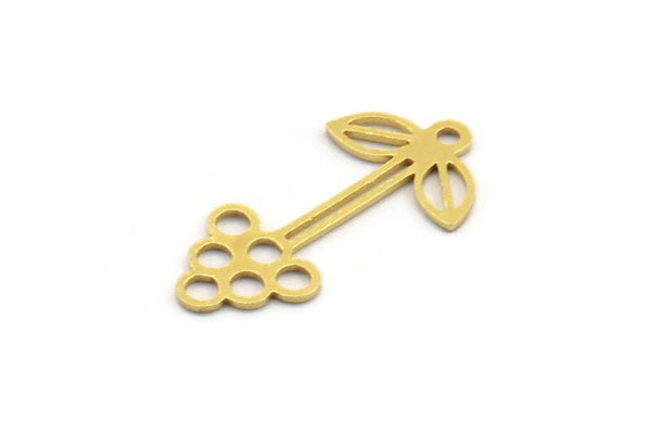 Brass Flower Charm, 24 Raw Brass Flower Charms With 1 Loop, Earring Findings (22x11x0.60mm) A4908