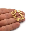 Brass Rectangle Charm, 4 Raw Brass Rectangle Charms With 1 Loop, Earrings, Pendants, Findings (39x30x0.60mm) A4937