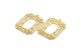 Brass Rectangle Charm, 6 Raw Brass Rectangle Charms With 1 Loop, Earrings, Pendants, Findings (33x25x0.60mm) A4952