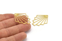 Brass Diamond Charm, 12 Raw Brass Diamond Shaped Charms With 1 Loop, Pendant Findings (34x28x0.60mm) A4994