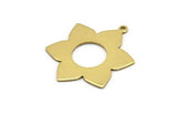 Brass Flower Charm, 6 Raw Brass Flower Charms With 1 Loop, Stamping Blanks (31x25x0.80mm) M03393