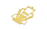 Brass Triangle Charm, 8 Raw Brass Triangle Shaped Charms With 1 Loop And 3 Hole (34x24x0.60mm) A4992
