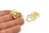 Brass Triangle Charm, 8 Raw Brass Triangle Shaped Charms With 1 Loop And 3 Hole (34x24x0.60mm) A4992