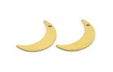 Brass Moon Charm, 12 Raw Brass Crescent Moon Charms With 1 Hole (21x6x1mm) A5303