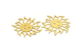 Brass Sun Charm, 6 Raw Brass Sun Charms, Findings (31x30x0.60mm) A5304