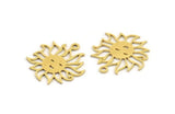 Brass Sun Charm, 12 Raw Brass Sun Charms With 1 Loop, Findings (19x18x0.60mm) A5308
