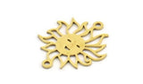 Brass Sun Charm, 12 Raw Brass Sun Charms With 2 Loops, Findings (21x18x0.60mm) A5306