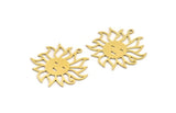 Brass Sun Charm, 6 Raw Brass Sun Charms With 1 Loop, Findings (32x31x0.60mm) A5307