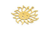 Brass Sun Charm, 6 Raw Brass Sun Charms With 1 Loop, Findings (32x31x0.60mm) A5307