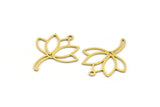 Brass Lotus Charm, 24 Raw Brass Lotus Shape Charms With 1 Loop, Charm Pendants (26x22x0.60mm) A5328