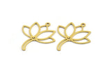 Brass Lotus Charm, 24 Raw Brass Lotus Shape Charms With 1 Loop, Charm Pendants (26x22x0.60mm) A5328