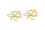 Brass Lotus Charm, 24 Raw Brass Lotus Shape Charms With 1 Loop, Charm Pendants (26x22x0.60mm) A5318