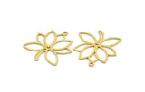 Brass Lotus Charm, 24 Raw Brass Lotus Shape Charms With 1 Loop, Charm Pendants (26x22x0.60mm) A5318