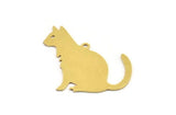 Brass Cat Charm, 4 Raw Brass Cat Charms With 1 Loop (31x27x0.60mm) A5315