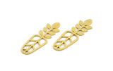 Brass Leaf Charm, 24 Raw Brass Leaf Shape Charms, Charm Pendants (26x8x0.60mm) A5321