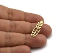 Brass Leaf Charm, 24 Raw Brass Leaf Shape Charms, Charm Pendants (26x8x0.60mm) A5321