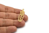 Brass Leaf Charm, 12 Raw Brass Leaf Shape Charms With 1 Loop, Charm Pendants (40x11x0.60mm) A5322