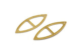 Brass Marquise Charm, 12 Raw Brass Oval Shaped Charms With 1 Hole (39x15x0.80mm) A4999