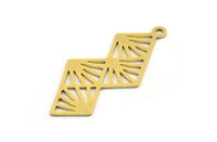 Brass Square Charm, 8 Raw Brass Square Shaped Charms With 1 Loop, Findings (33x15x0.60mm) A5320
