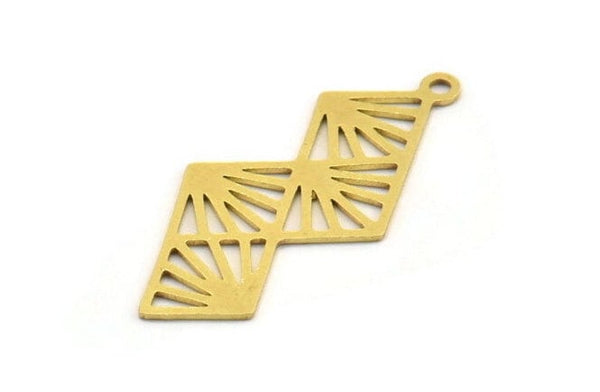 Brass Square Charm, 8 Raw Brass Square Shaped Charms With 1 Loop, Findings (33x15x0.60mm) A5320