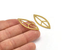 Brass Marquise Charm, 12 Raw Brass Oval Peace Symbols Shaped Charms With 1 Hole (39x15x0.80mm) A5000