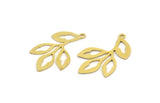 Brass Leaf Charm, 12 Raw Brass Branch Charms With 1 Loop, Charm Pendants (28x17x0.60mm) A4984