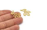 Brass Leaf Charm, 12 Raw Brass Branch Charms With 1 Loop, Charm Pendants (28x17x0.60mm) A4984