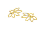 Brass Flower Charm, 12 Raw Brass Flower Charms With 1 Loop, Charm Pendants, Findings (33x24x0.60mm) A5008