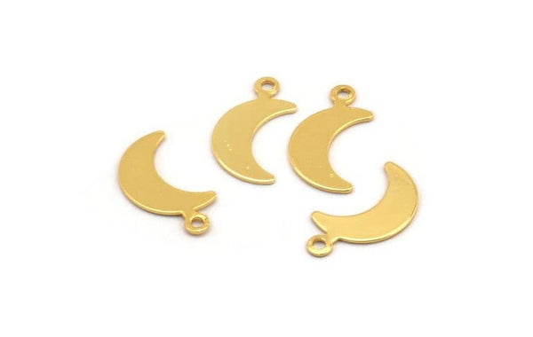 Gold Moon Charm, 24 Gold Plated Brass Moon Charms,findings (14x6mm) Brs 785 A0303