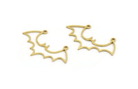 Brass Bat Charm, 24 Raw Brass Bat Charms With 2 Loops, Brass Connectors, Earring Findings (20x36x0.80mm) A5351