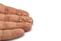 Brass Bat Charm, 24 Raw Brass Bat Charms With 2 Loops, Brass Connectors, Earring Findings (20x36x0.80mm) A5351