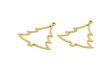 Brass Tree Charm, 24 Raw Brass Tree Charms With 1 Loop, Pendant, Findings (30x28x0.80mm) A5352