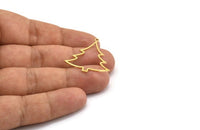 Brass Tree Charm, 24 Raw Brass Tree Charms With 1 Loop, Pendant, Findings (30x28x0.80mm) A5352