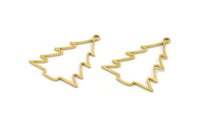 Brass Tree Charm, 24 Raw Brass Tree Charms With 1 Loop, Pendant, Findings (30x23x0.80mm) A5354